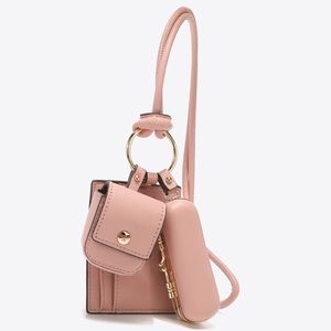 Vegan Leather 3-Piece Lanyard Set - Pink